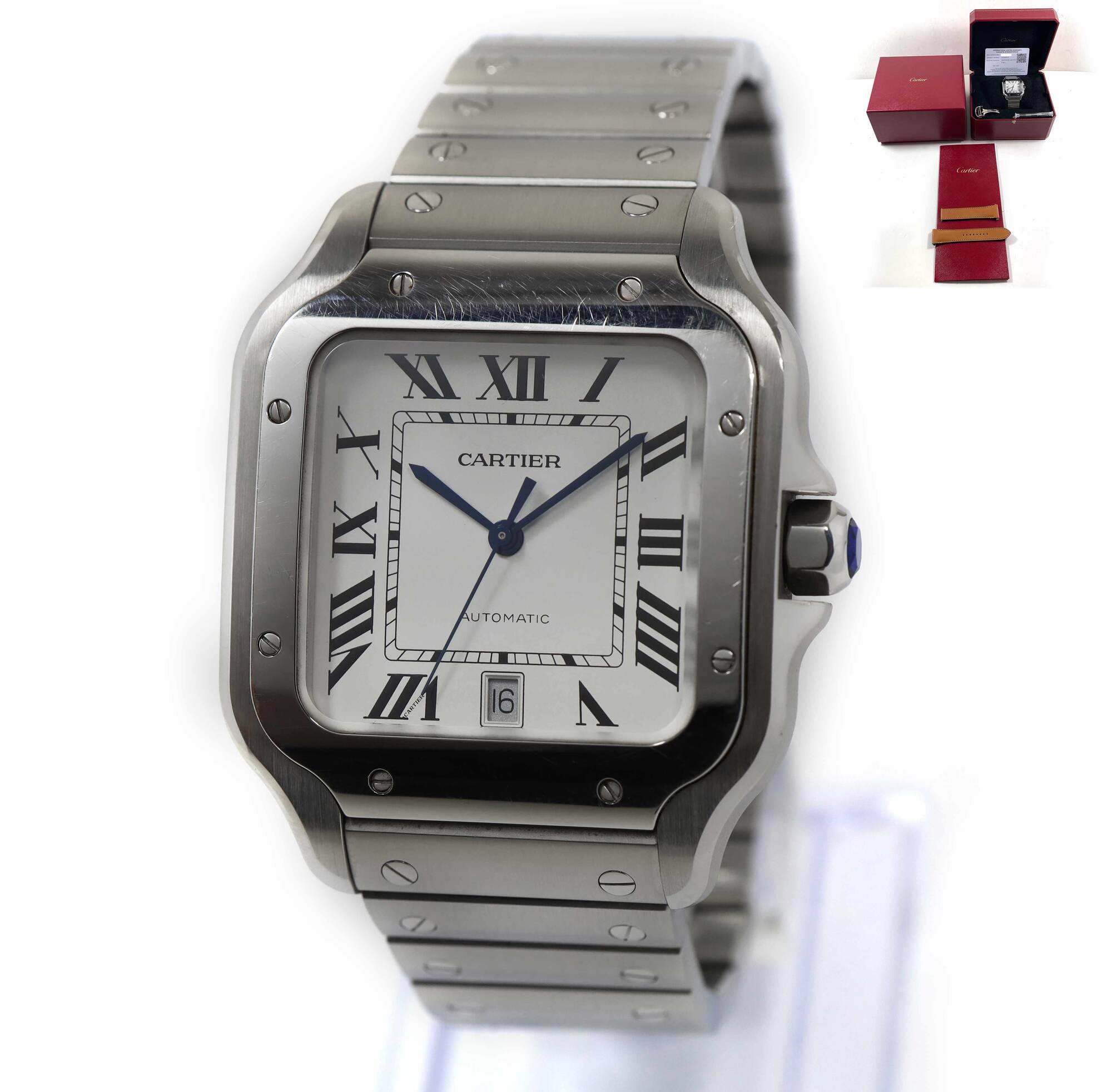 Cartier Santos Large Model WSSA0018 39MM Silver Dial Box Papers