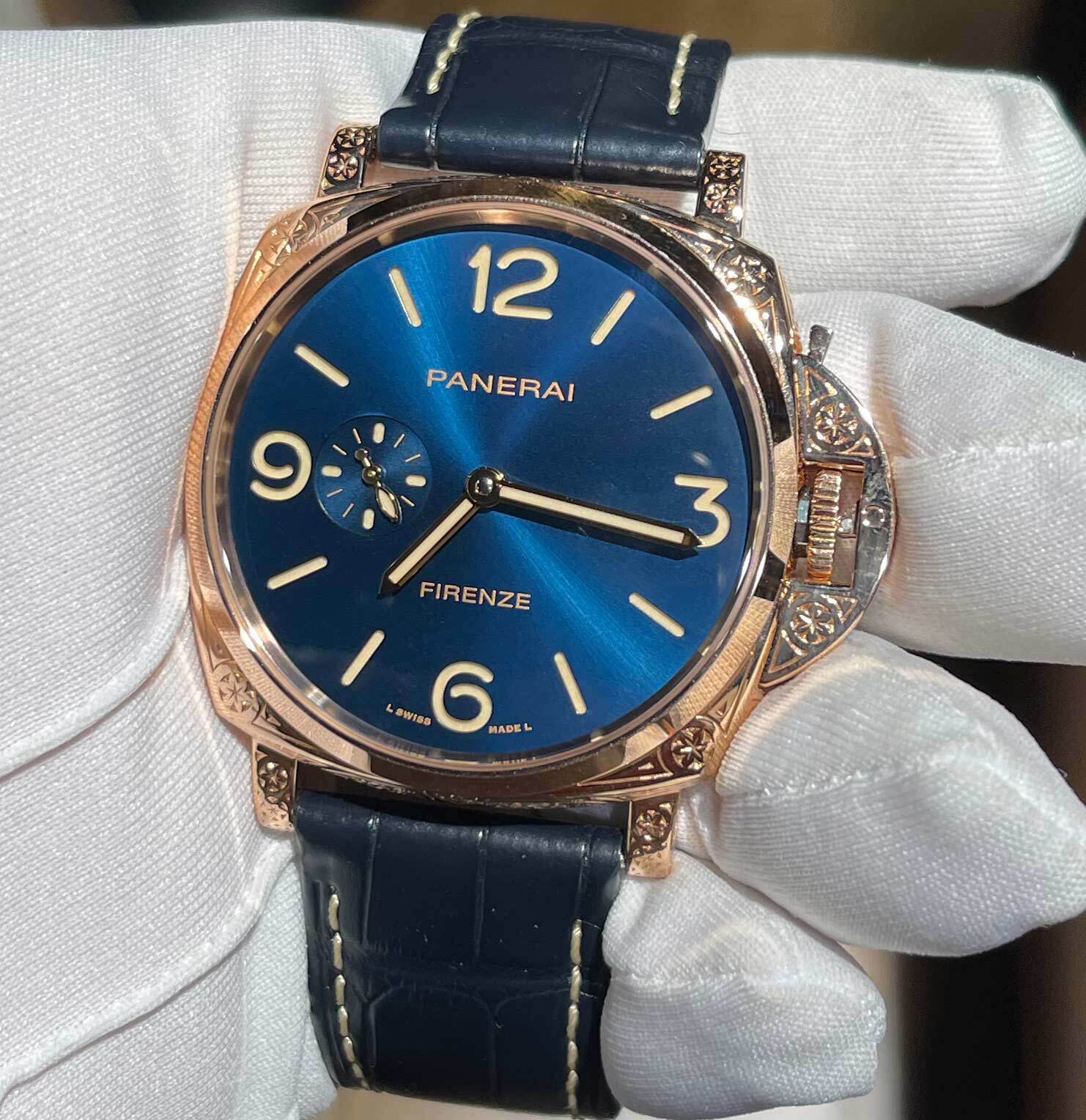 Panerai Due Luminor Goldtech Firenze PAM01204 45MM Rose Gold Blue Limited