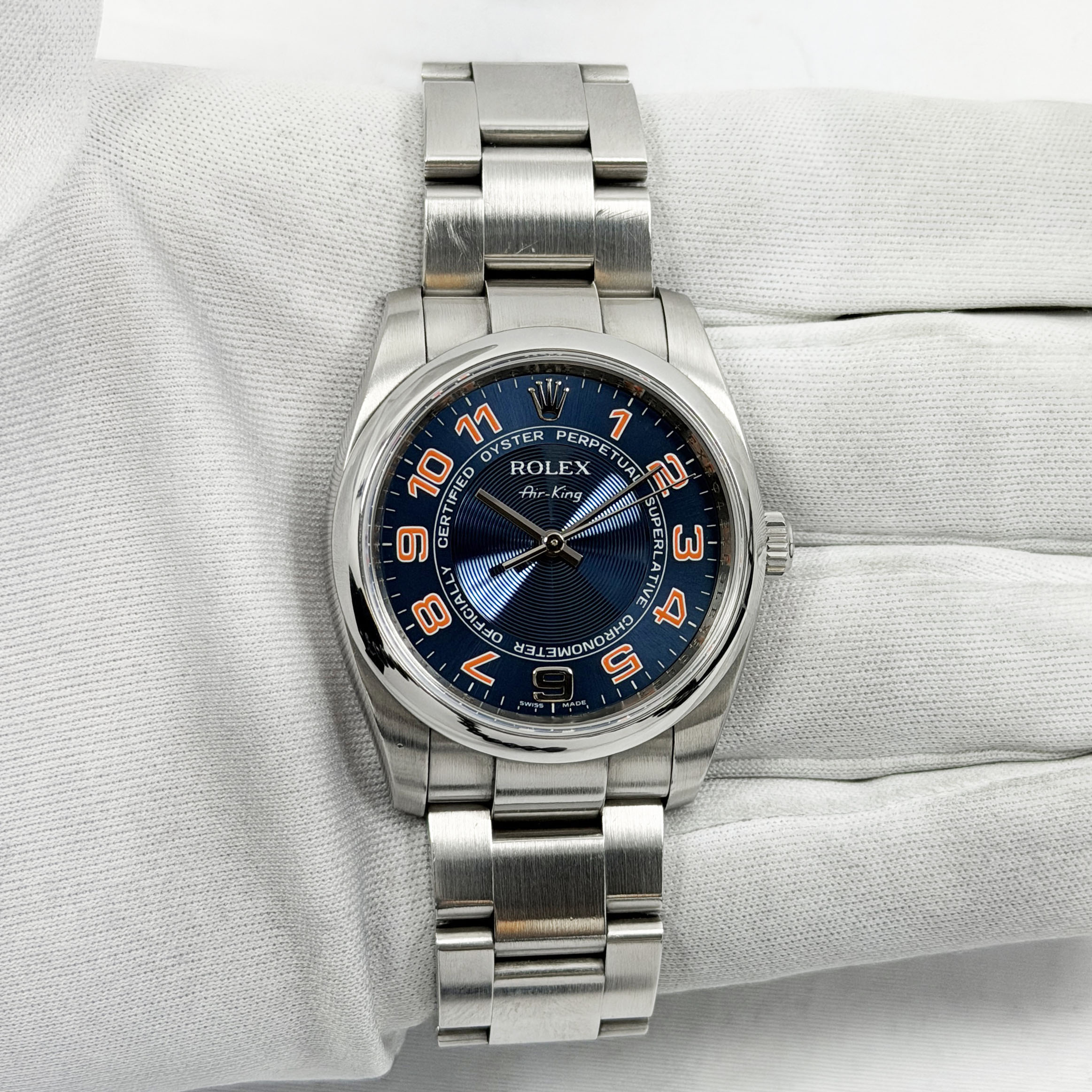 Rolex Air King 114200 Oyster Perpetual 34MM Blue Concentric Dial Stainless Steel