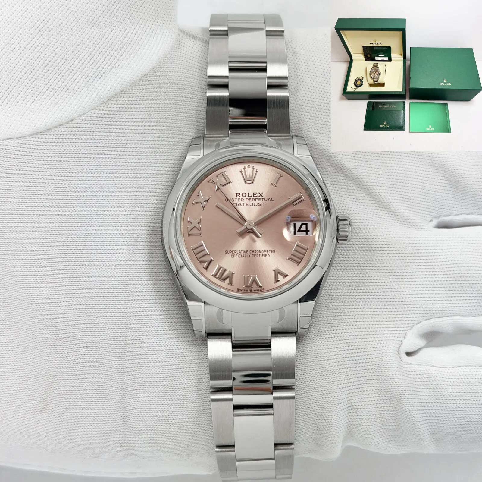 New 2026 Rolex Datejust 278240 31MM Pink Dial Steel Box Papers Stickers