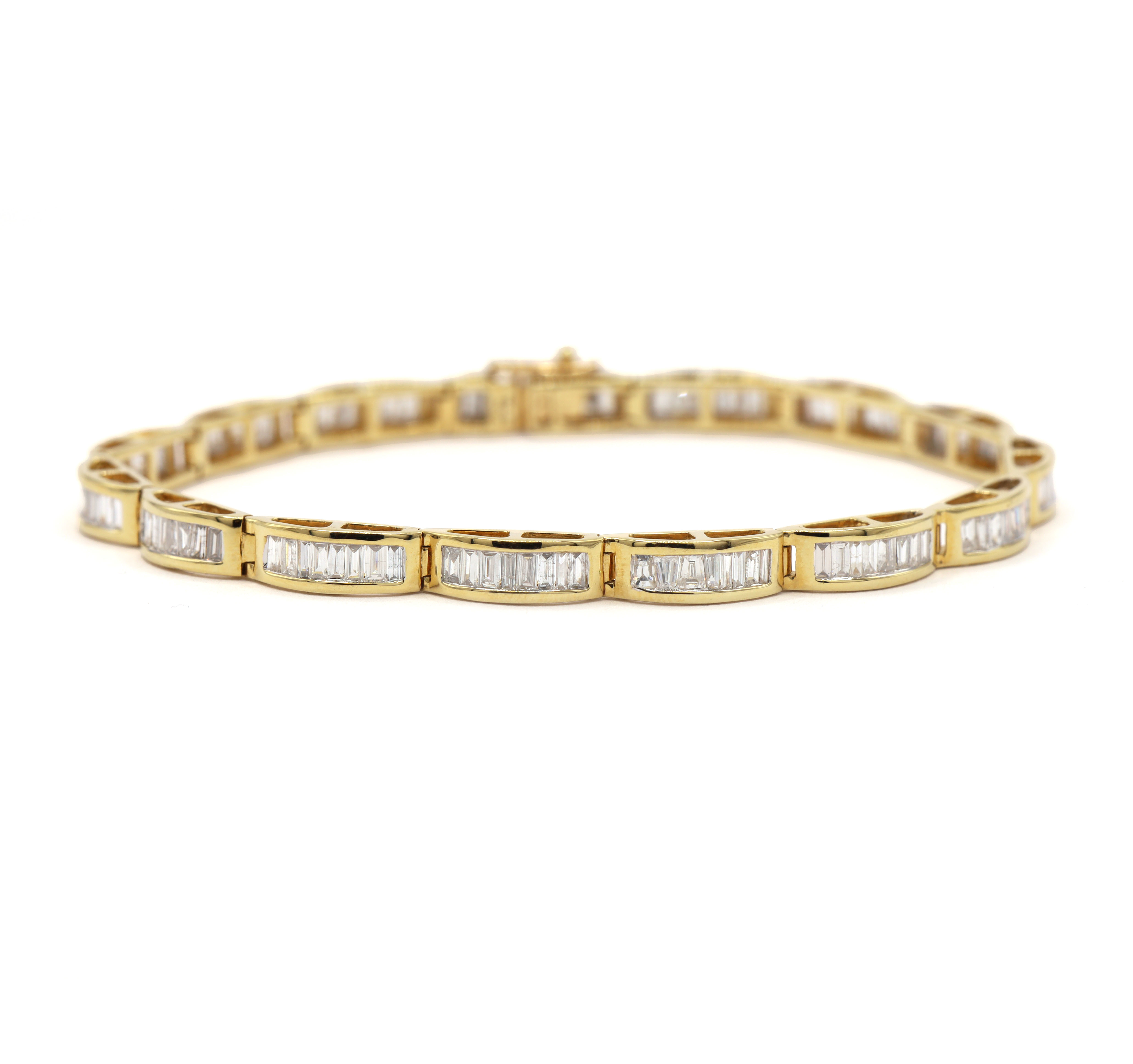 5CT Natural Diamond Baguette Channel Set Women’s 14K Yellow Gold Tennis Bracelet