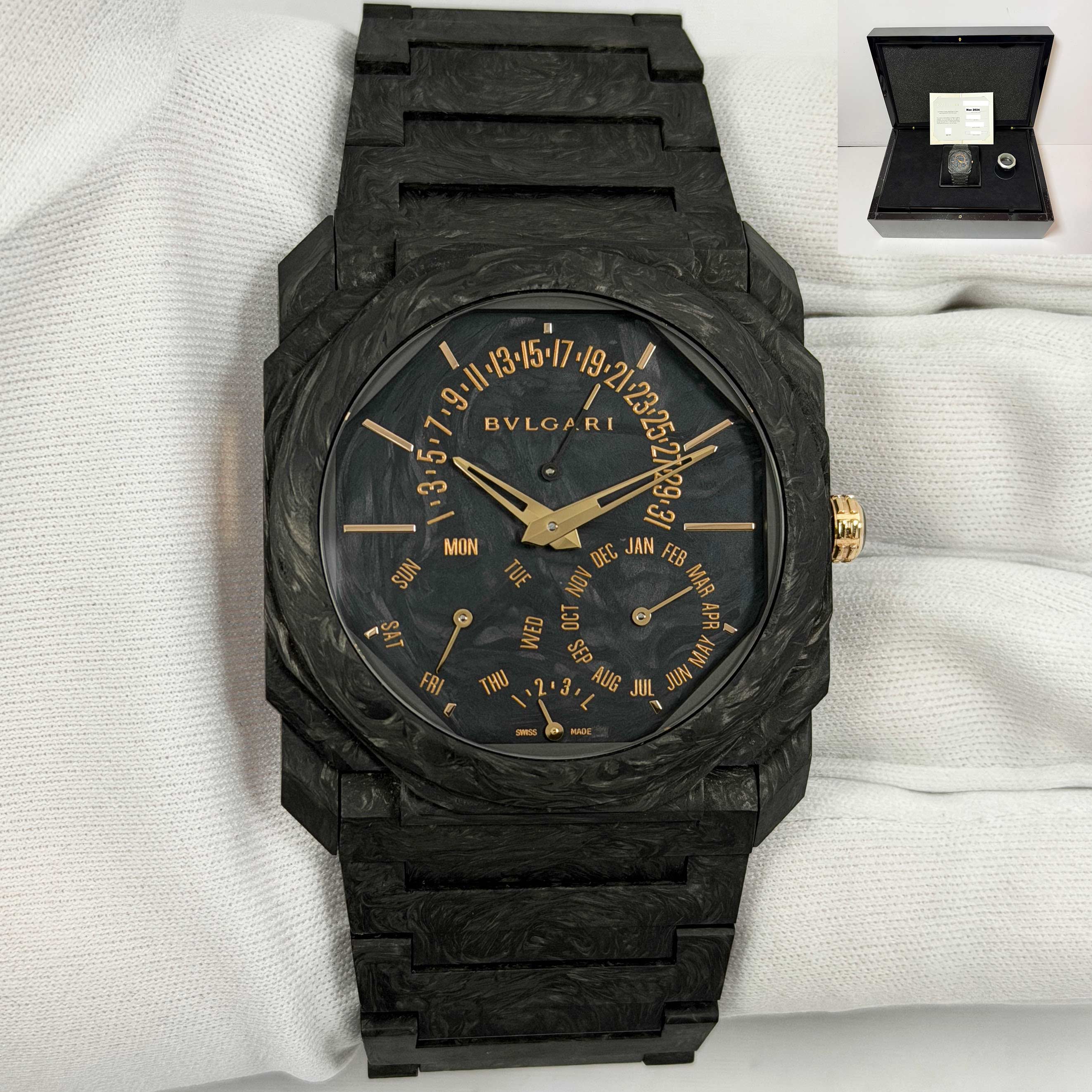 New Bulgari Octo Finissimo Carbongold Perpetual Calendar 103778