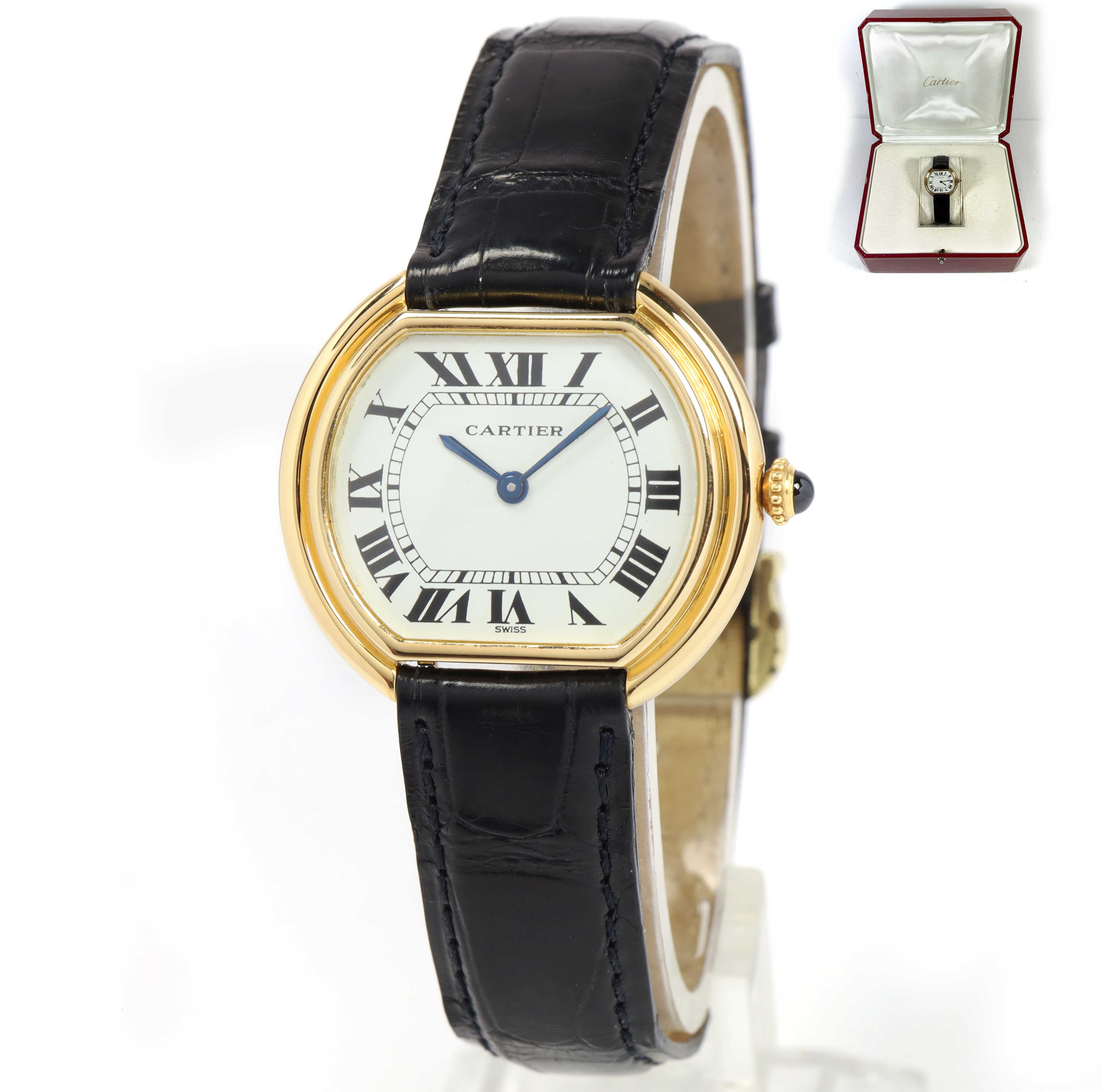 ja　陶肌 Cartier Ellipse 78091 32.5MM White Dial 18K Yellow Gold Box | eBay