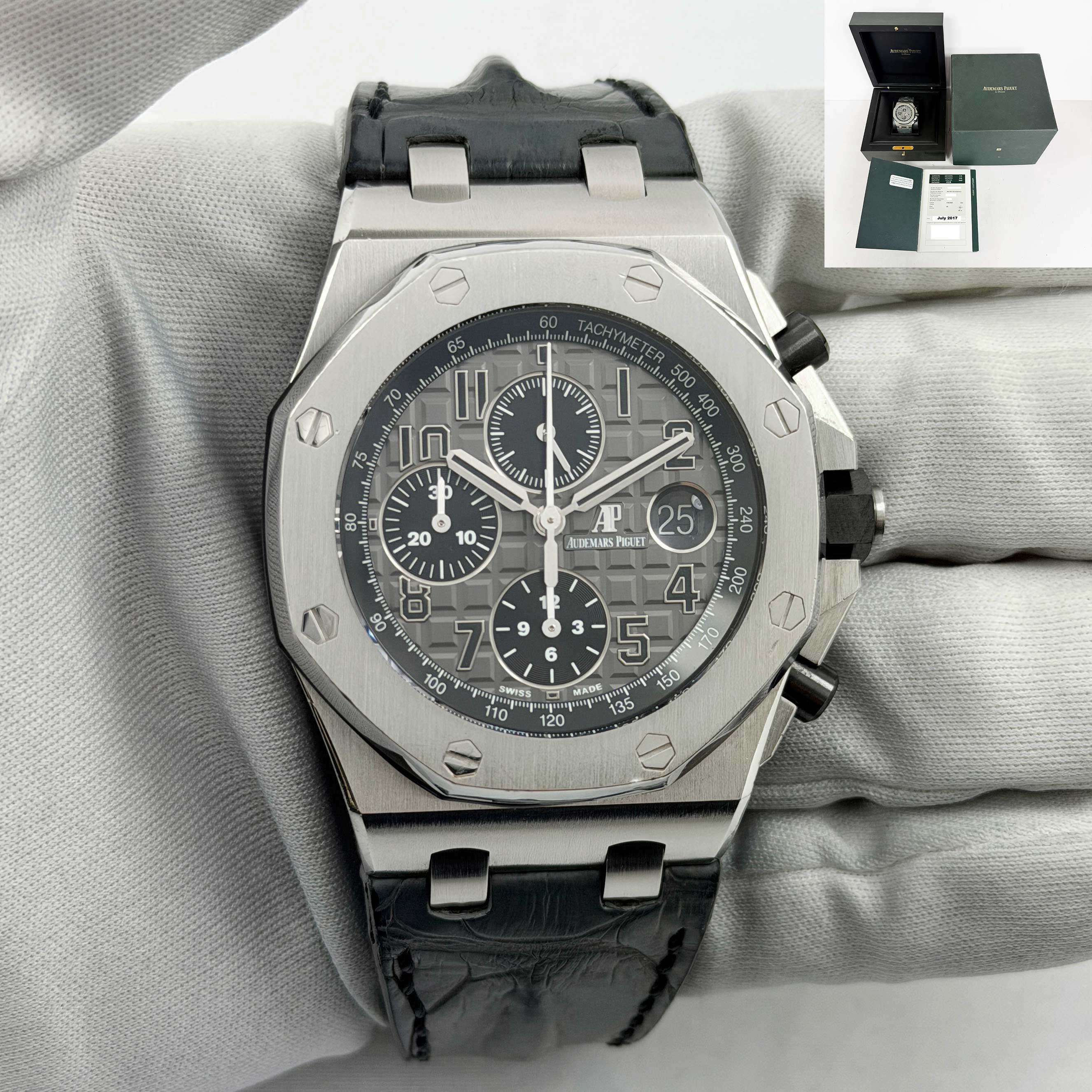 2017 Audemars Piguet Royal Oak Offshore Chrono Elephant 26470ST 42MM Grey Ss B/p