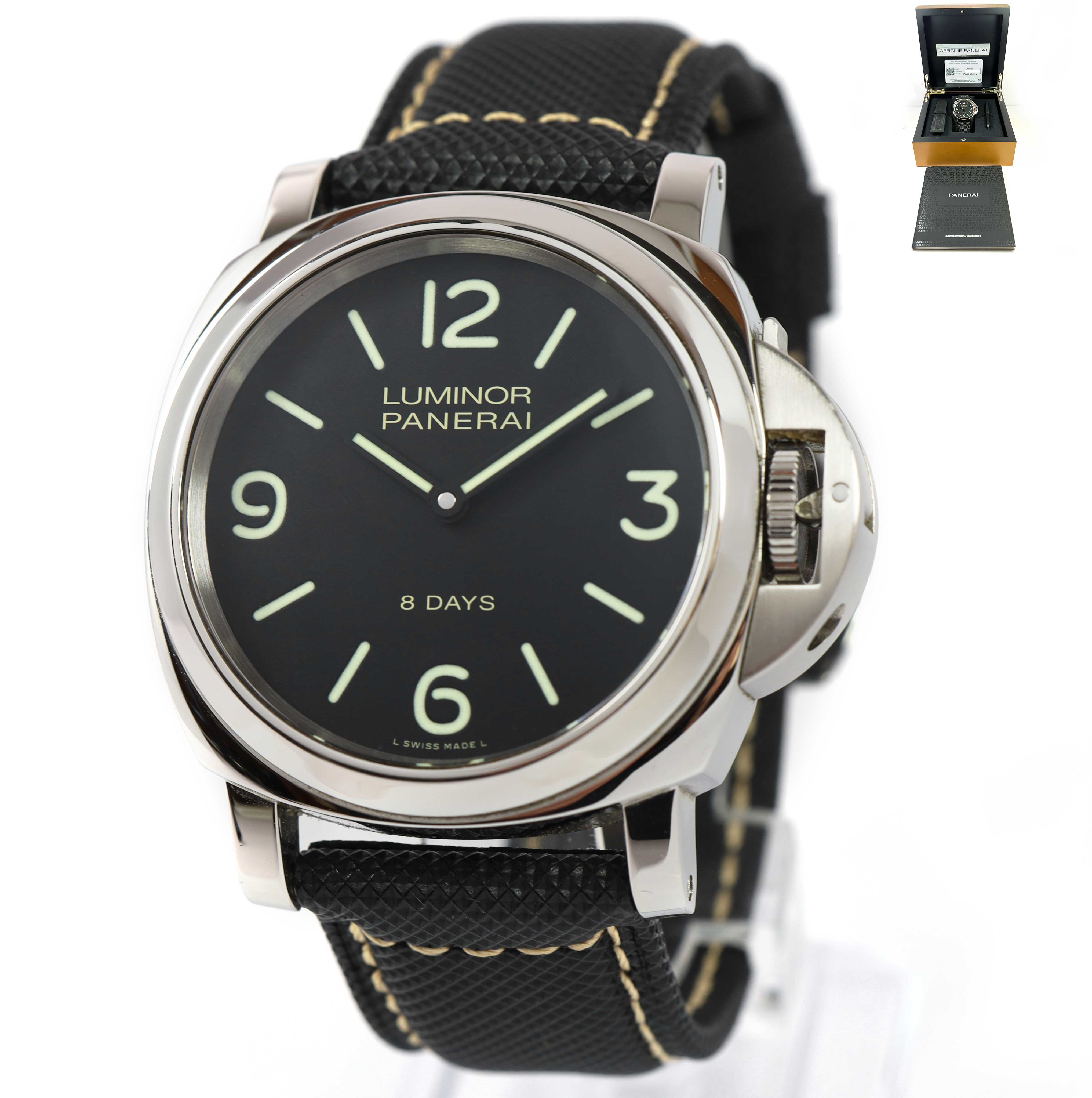 2021 Panerai Luminor Base 8 Days PAM00560 44MM Black Dial Steel Box Papers