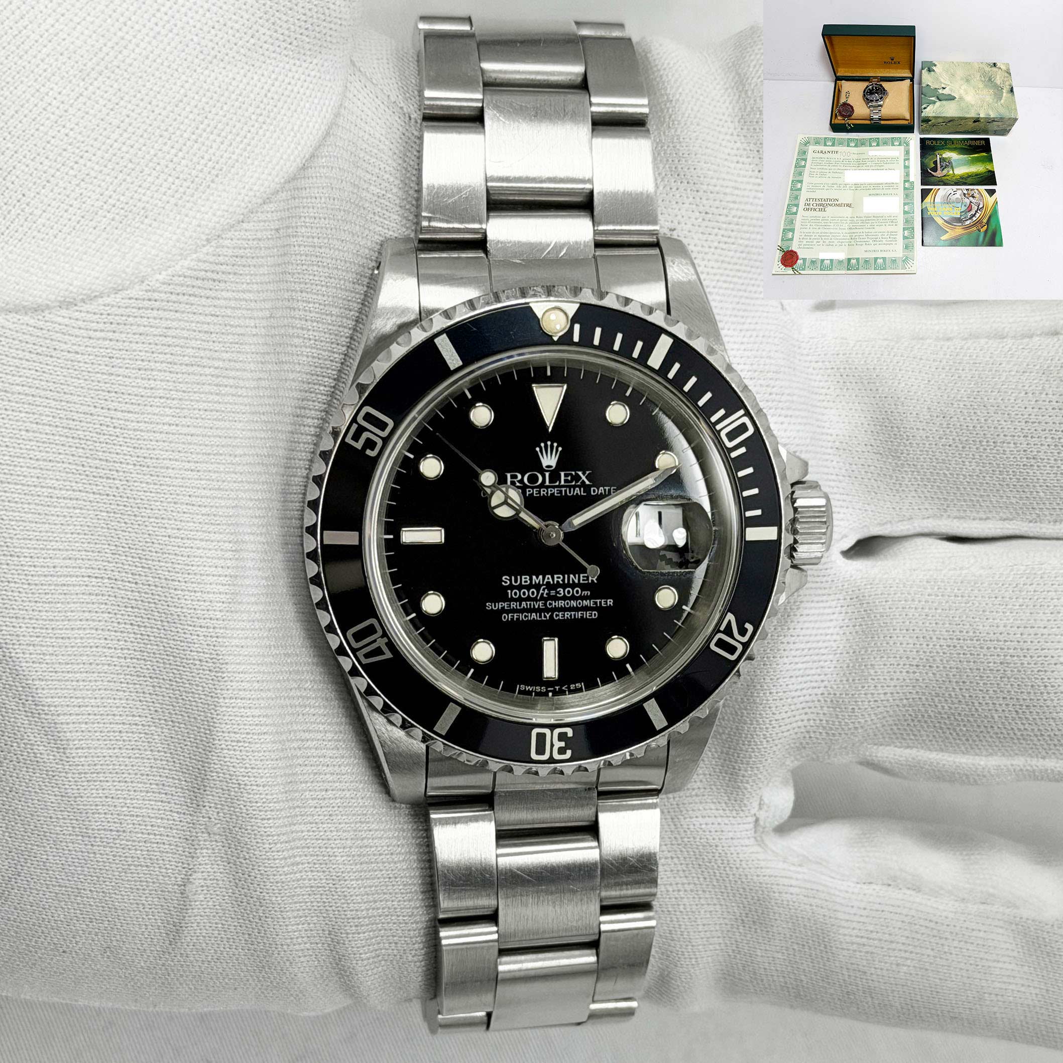 1991 Rolex Submariner Date 16610 40MM Black Steel Box Paper N-Serial