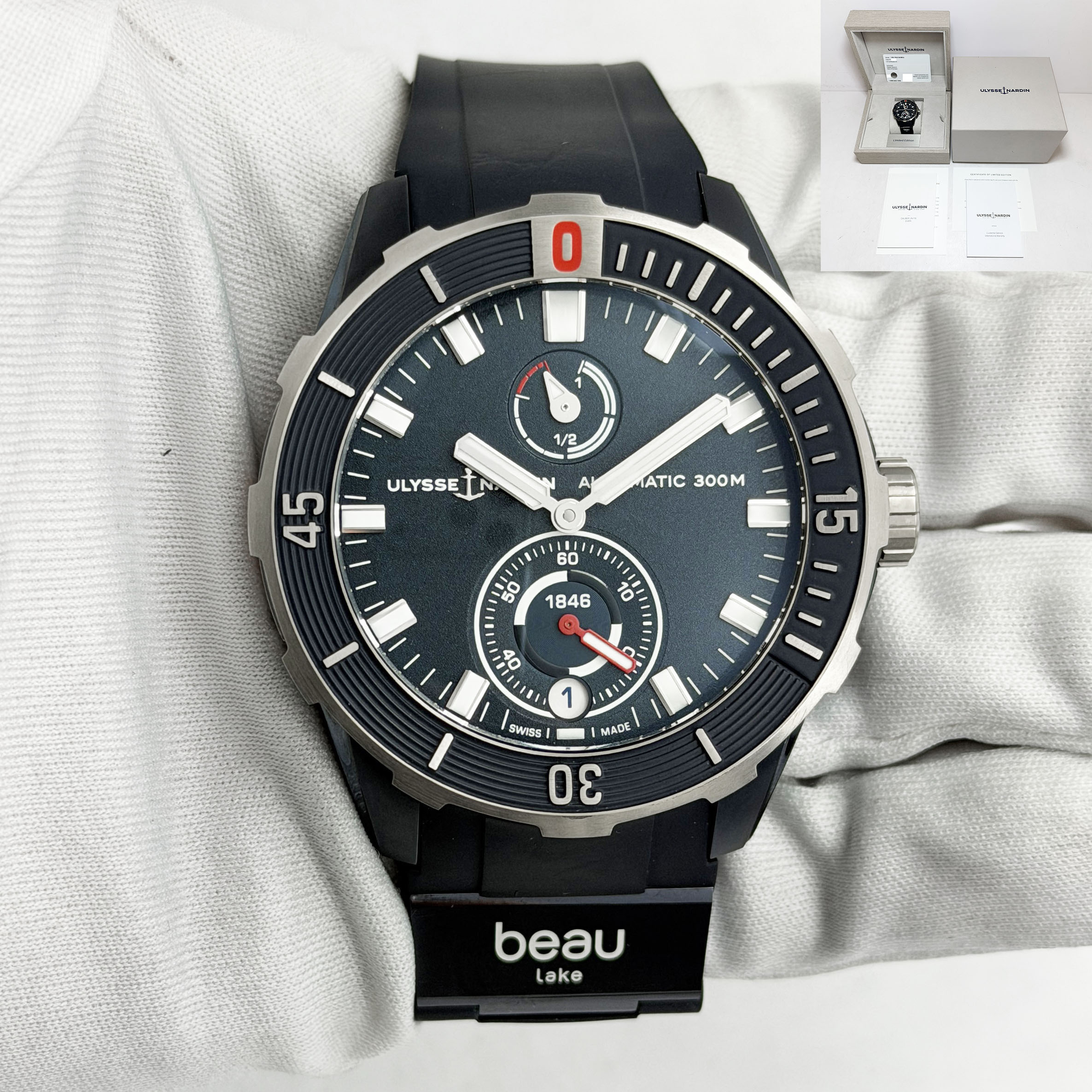 Ulysse Nardin Marine Diver Beau Lake 1183-170LE-3A-Beau 44MM Blue Titanium B/p