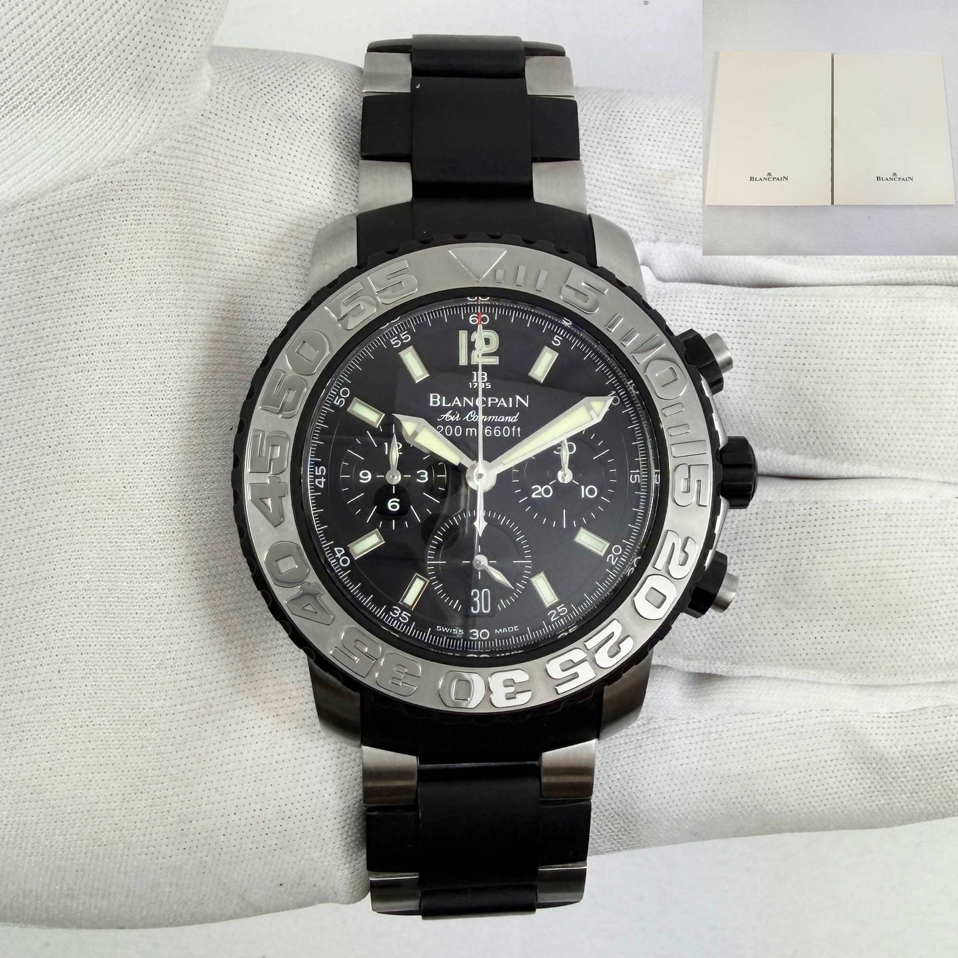 2001 Blancpain Air Command 2285F-6530-66 40MM Black Dial Stainless Steel Papers