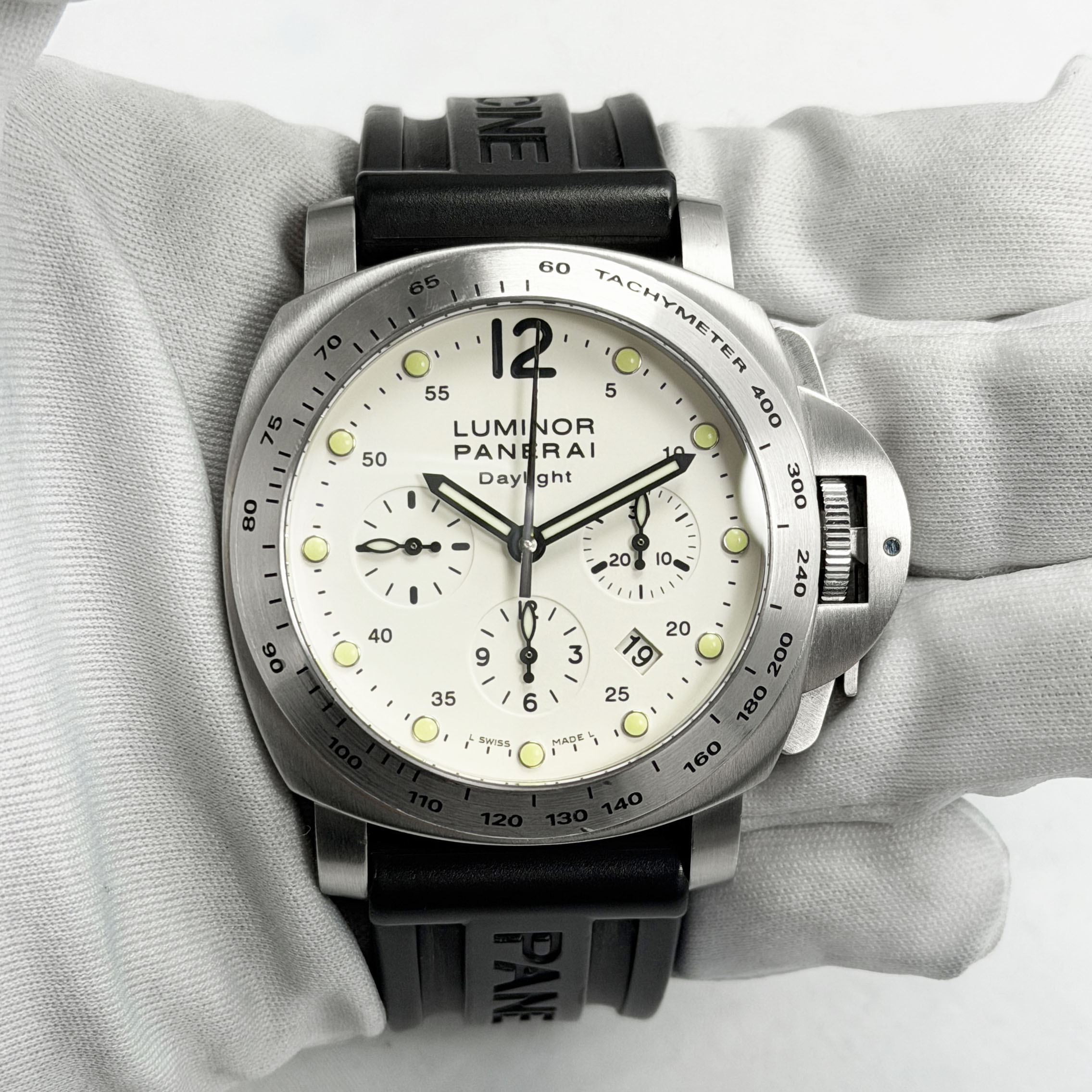 Panerai Luminor Chronograph Daylight PAM00251 44MM White Dial Steel