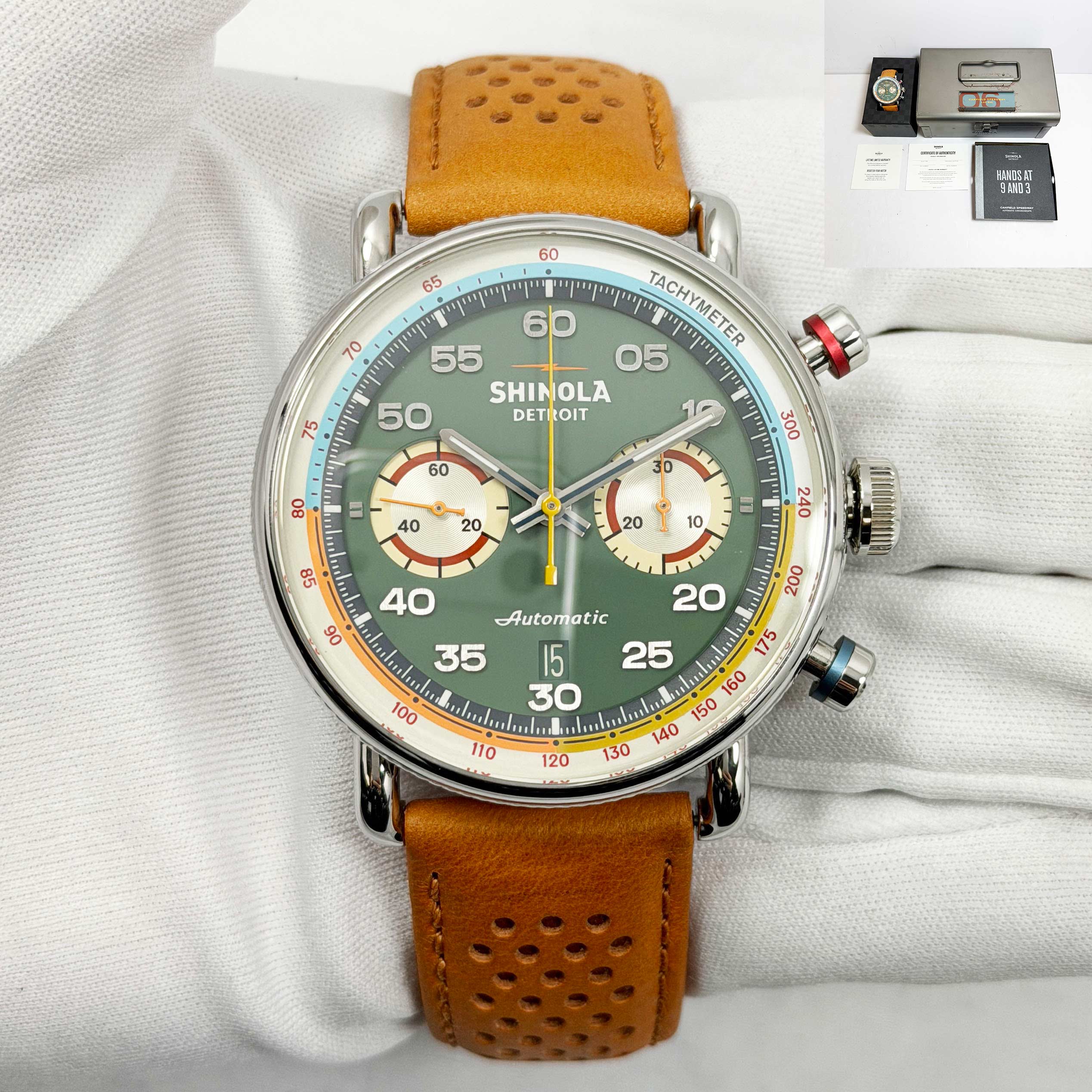 Shinola Canfield Speedway Lap 06 S0120267680 44MM Green Stainless Steel B/p