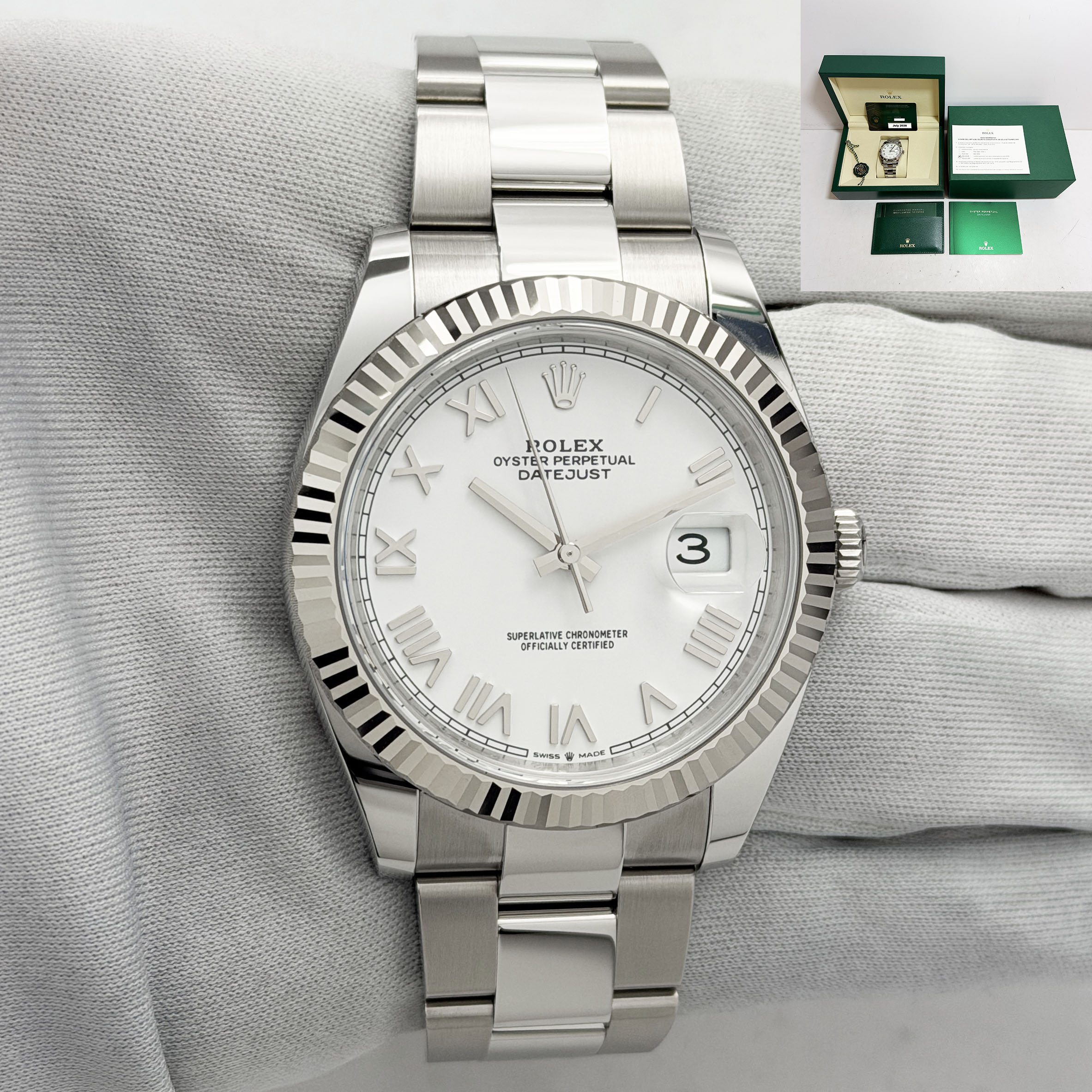 New 2026 Rolex Datejust 126334 41MM White Roman Dial Oyster Steel