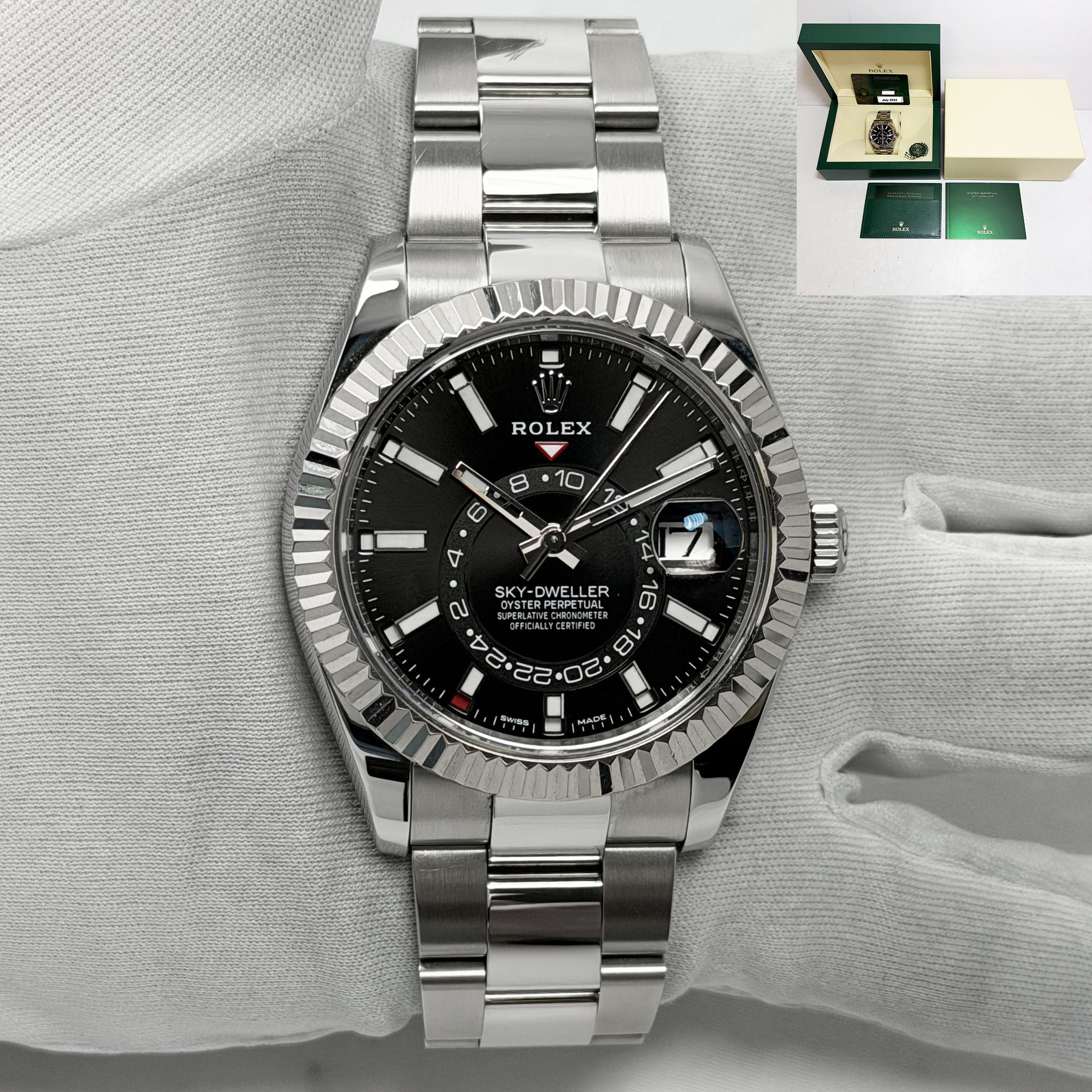 2023 Rolex Sky-Dweller 326934 42MM Black Steel Box Paper