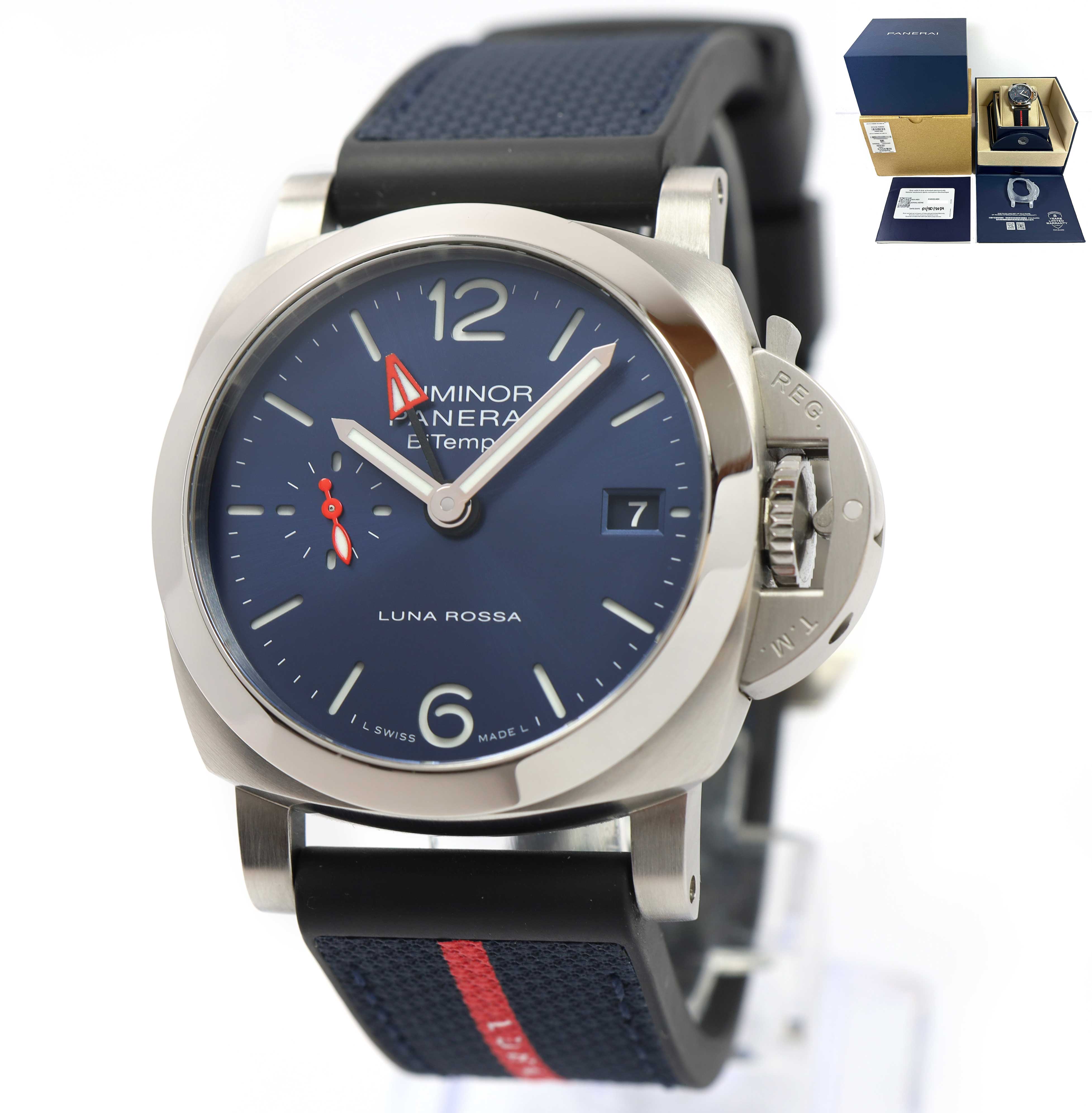 Panerai Luminor Luna Rossa Quaranta Bitempo PAM01404 40MM Steel Box Papers