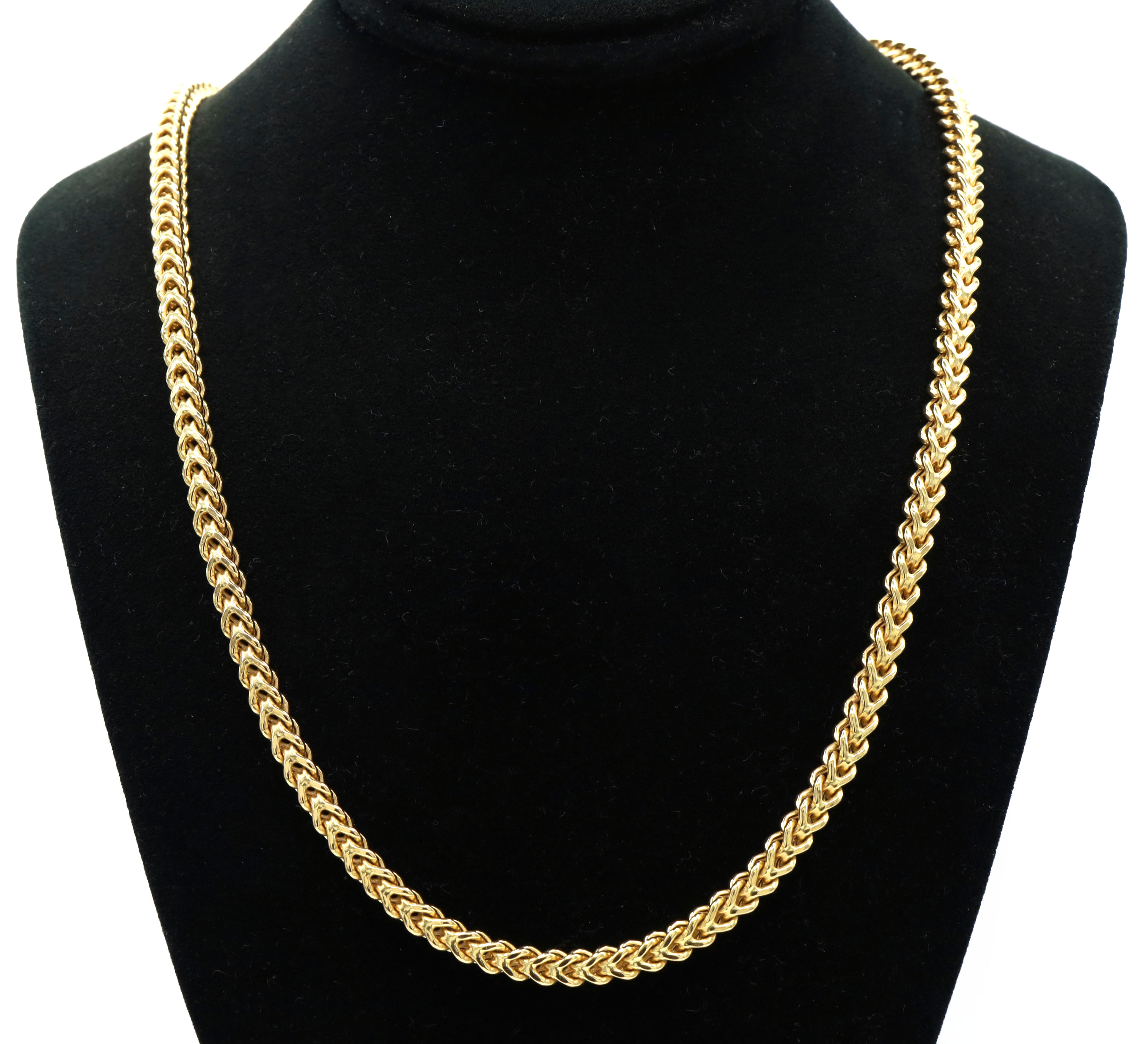 Franco Box Link Chain 10K Yellow Gold Men’s Unisex Necklace 20” 13.6G