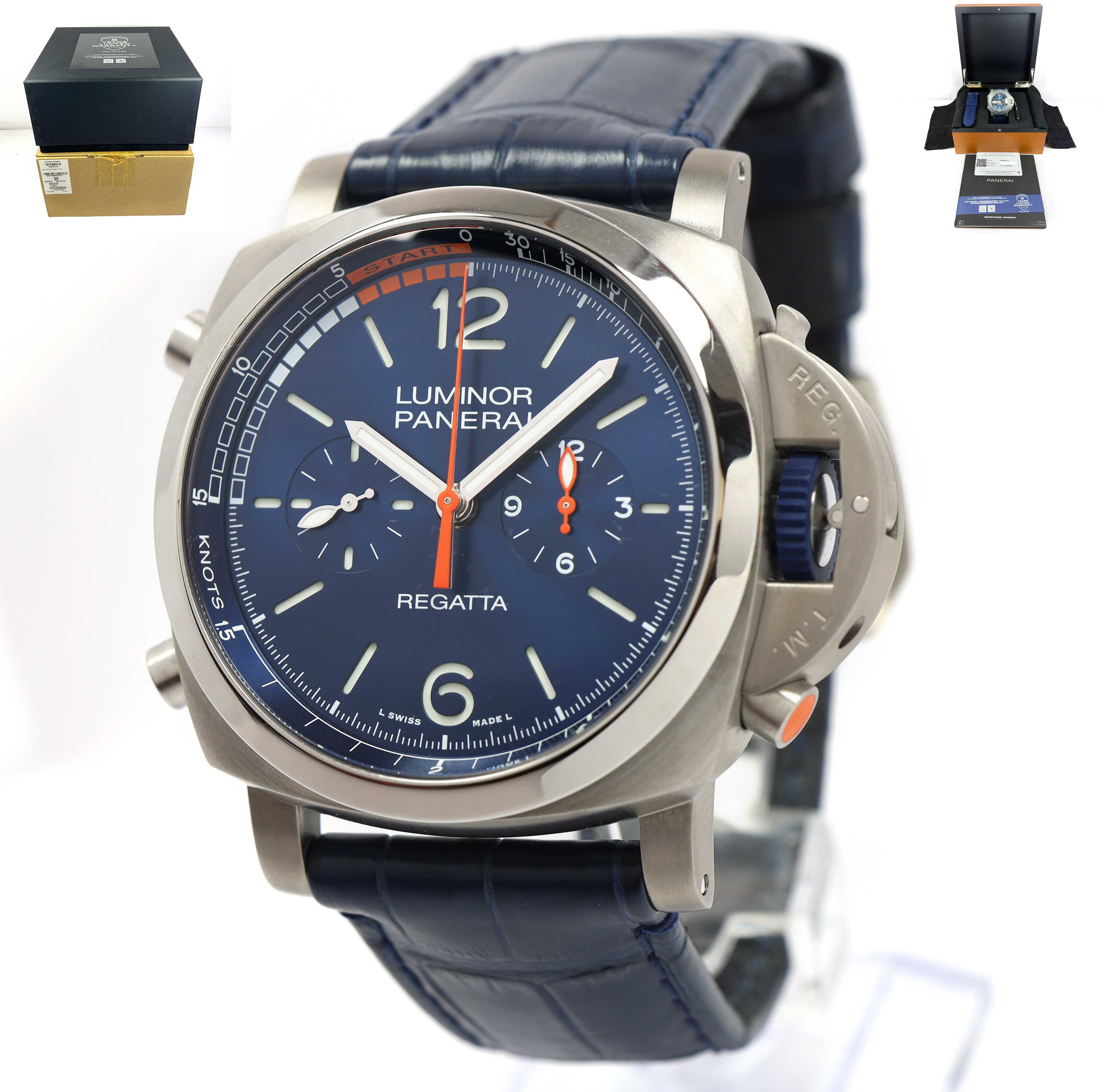 2022 Panerai Luminor Regatta PAM01216 47MM Blue Mare Titanium Box Papers