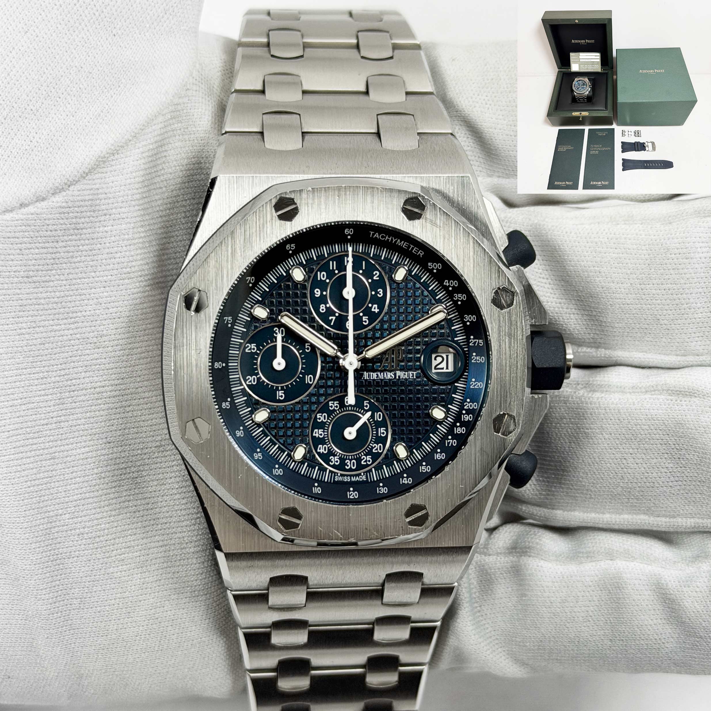 2022 Audemars Piguet Royal Oak Offshore Beast 26238ST 42MM Blue Dial Box Papers