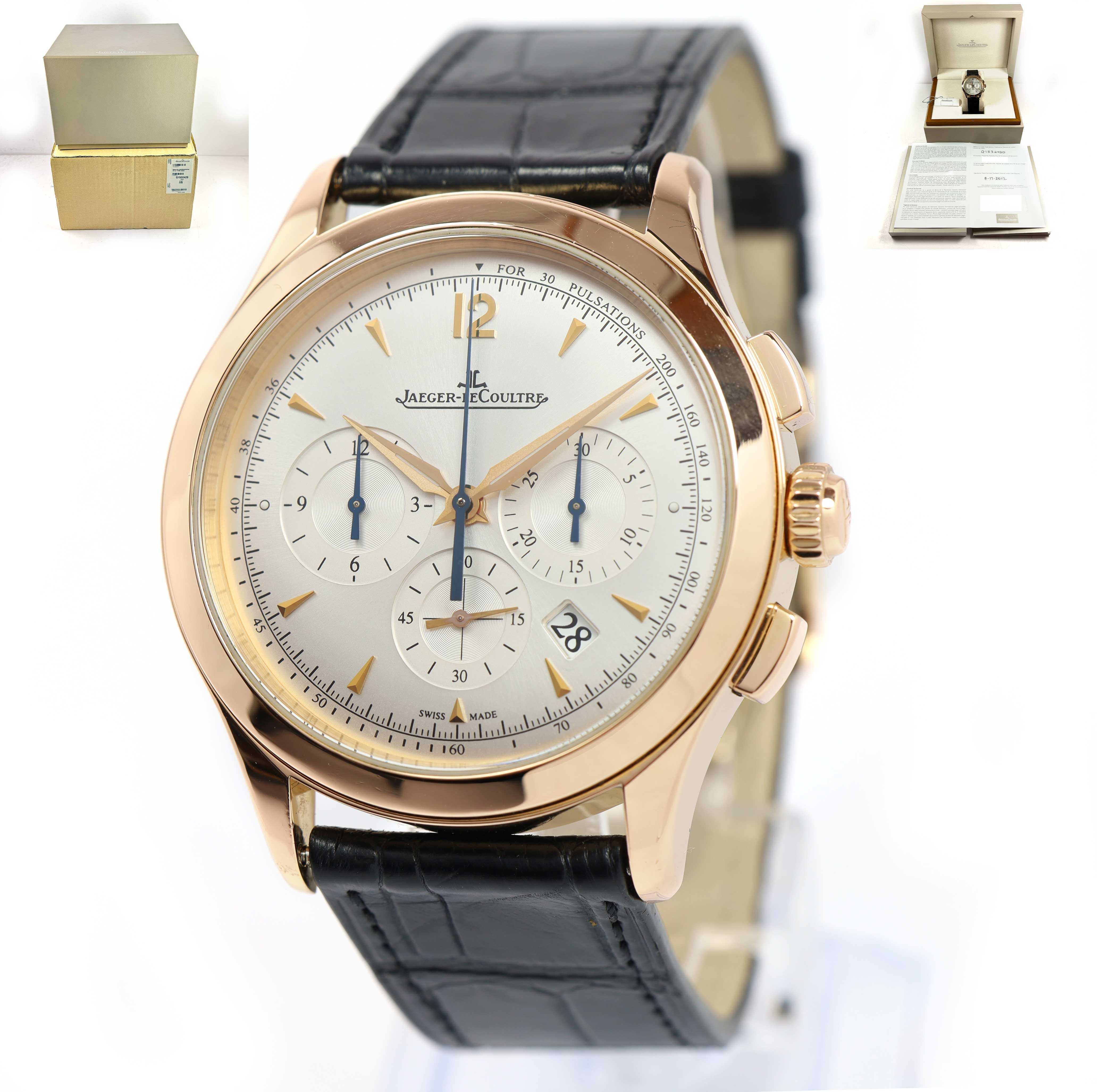 Jaeger-Lecoultre Master Chronograph Q1532420 40MM Silver 18K Rg Box Papers