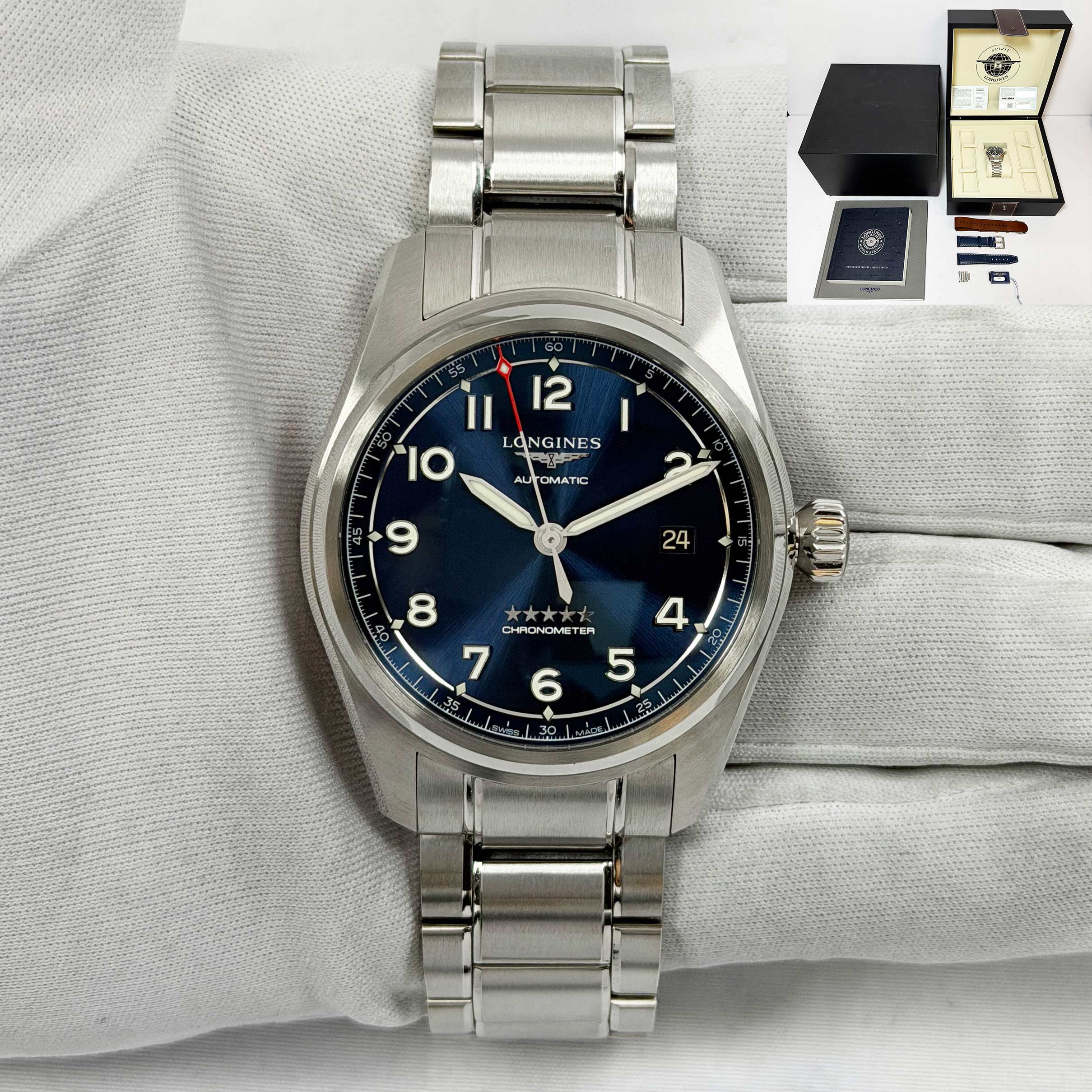 2024 Longines Spirit Prestige Edition L3.810.4.93.9 40MM Blue Steel Box Papers