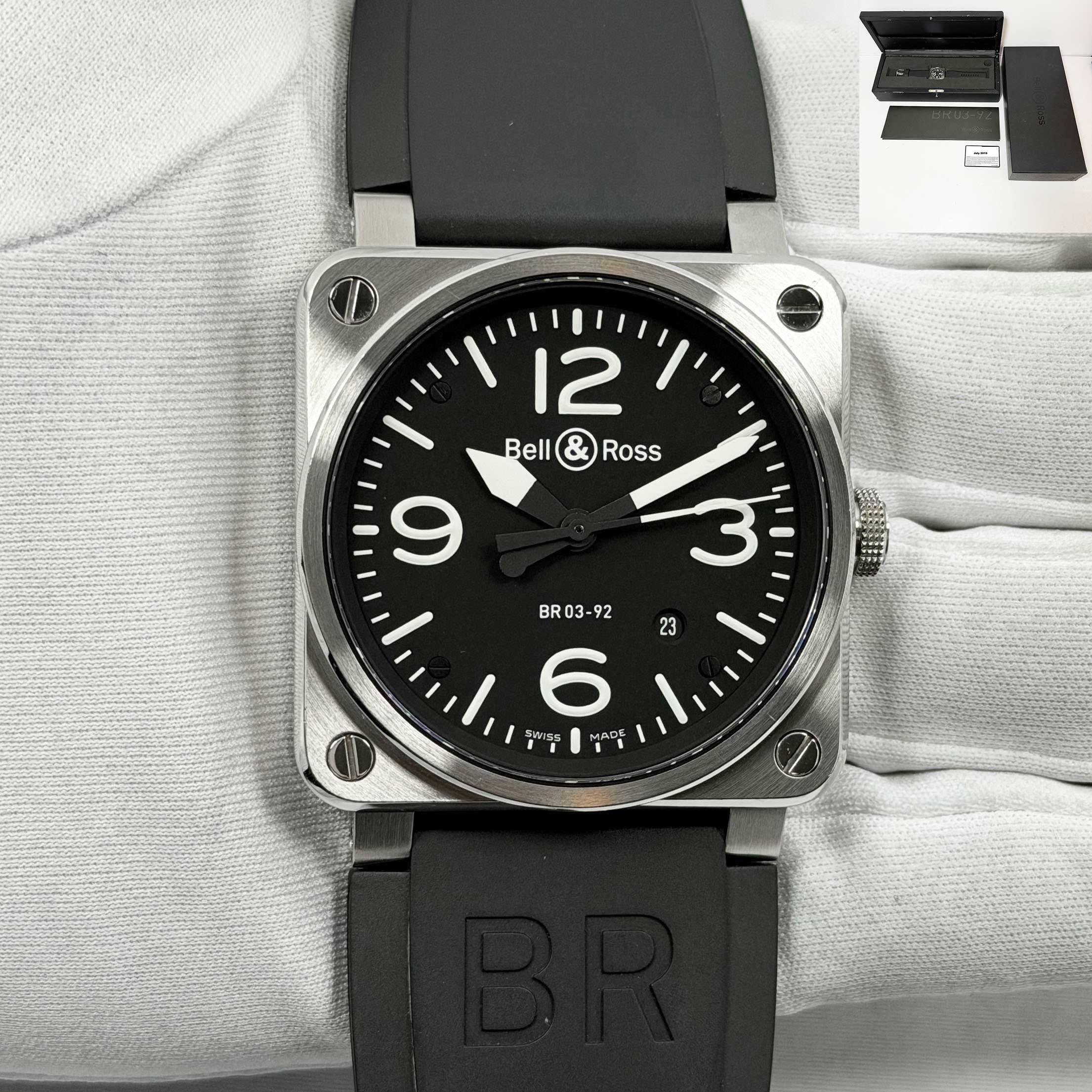 2015 Bell & Ross Br 03 BR03-92 42MM Black Dial Stainless Steel Box Papers