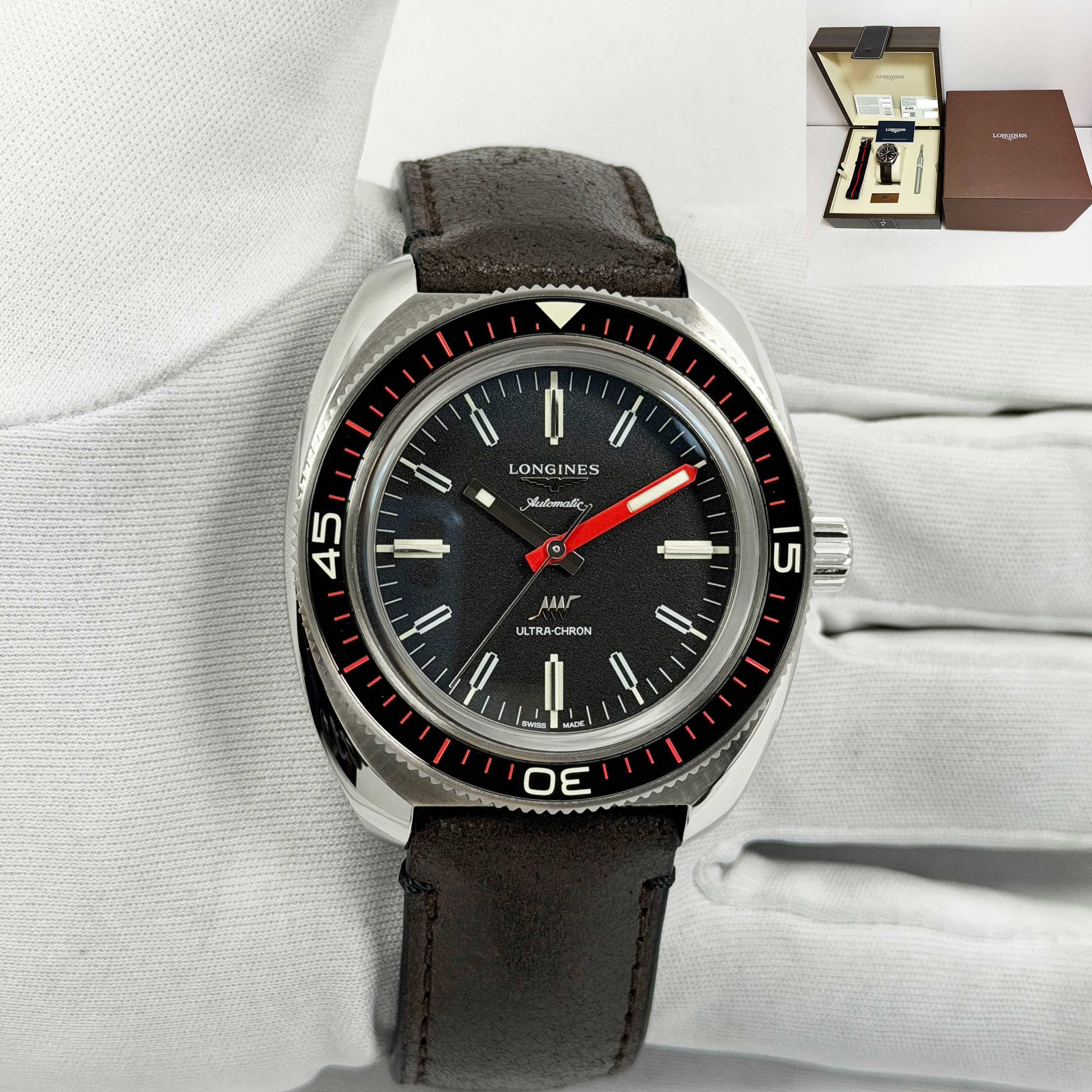 New 2025 Longines Ultra-Chron L2.836.4.52.8 43MM Black Stainless Steel Box Paper