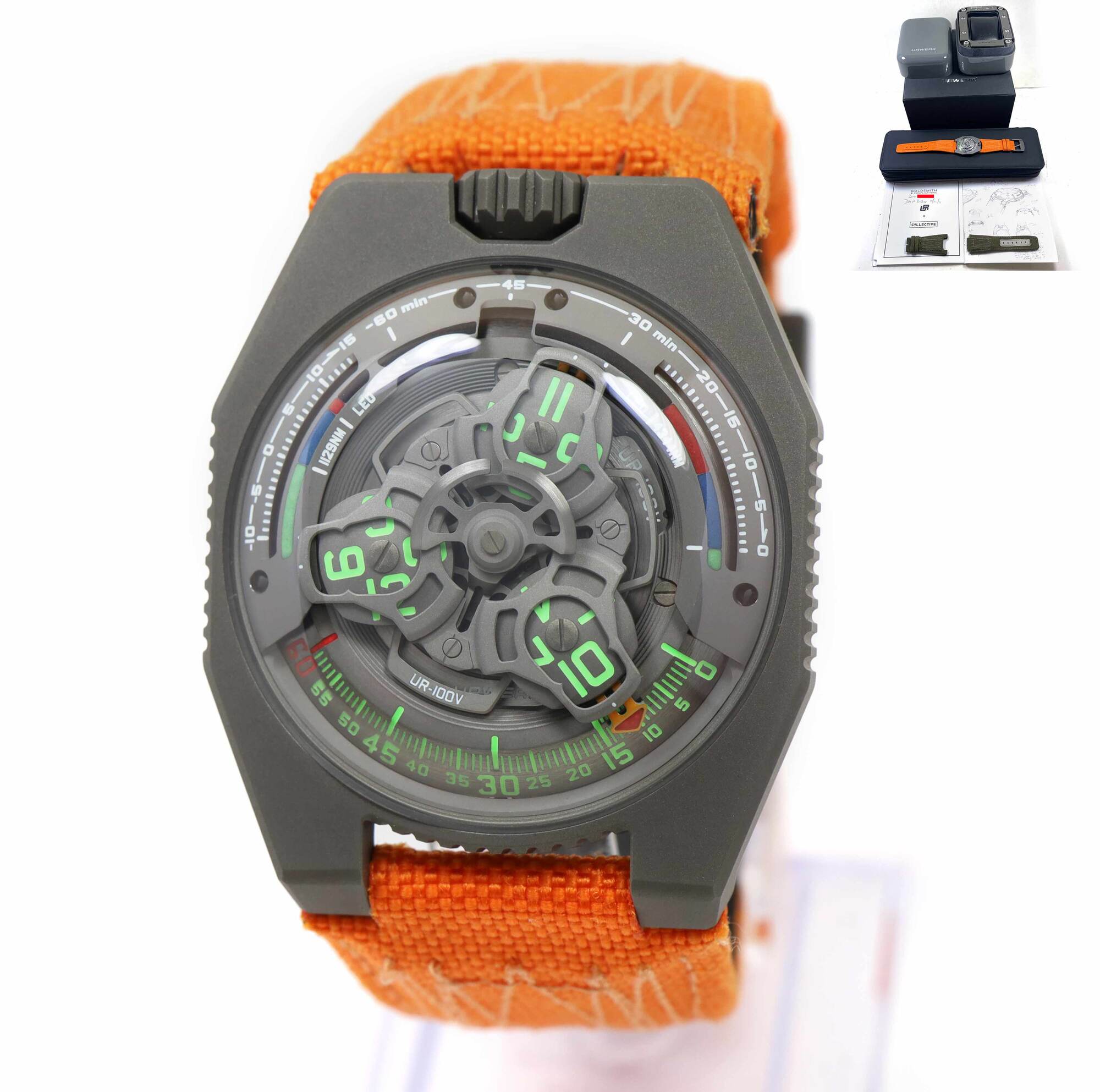 2021 Unworn Urwerk Ur-100V P.02 41MM Grey Dial Gunmetal Finish Limited Edition B