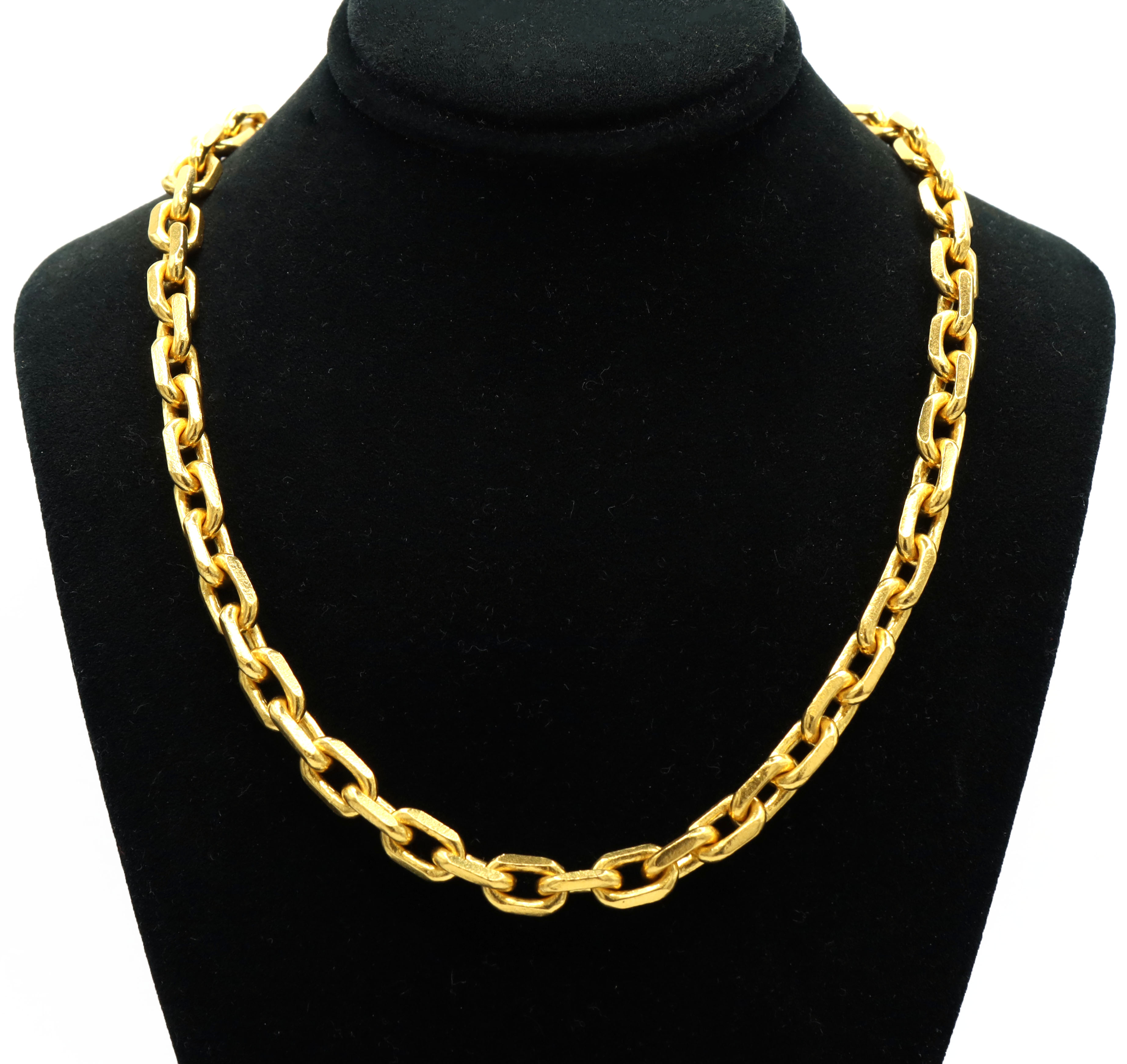 Heavy Solid 24K Yellow Gold Cable Link Toggle Men's Chain Necklace