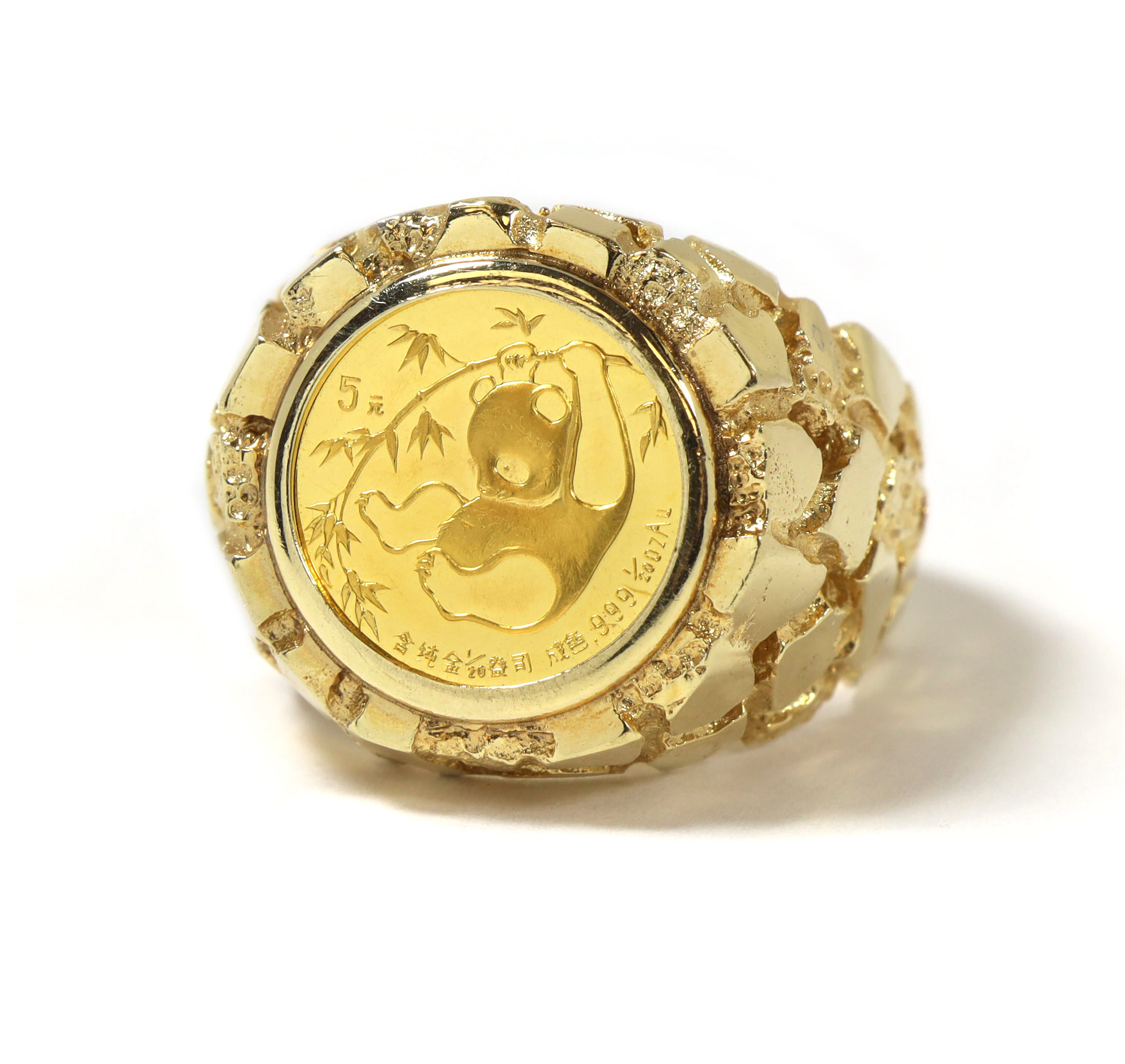 Chinese Panda 1985 1/20 .999 Coin Gold Nugget 14K Yellow