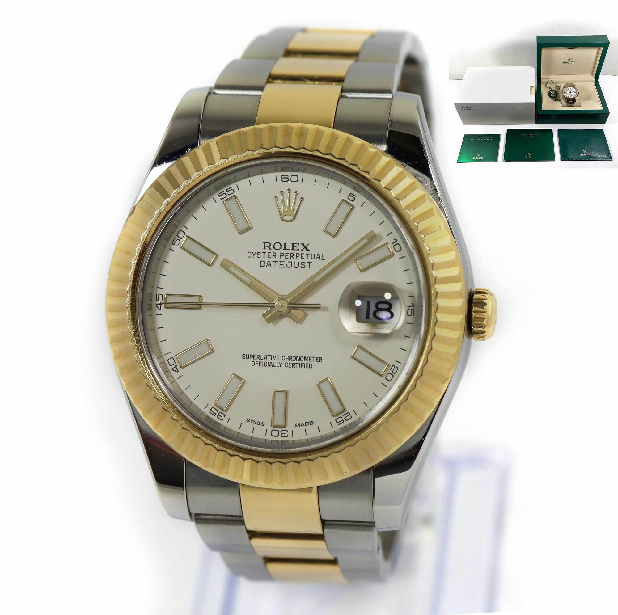 Rolex Datejust II 116333 41MM White Dial Fluted Oyster Box Booklets