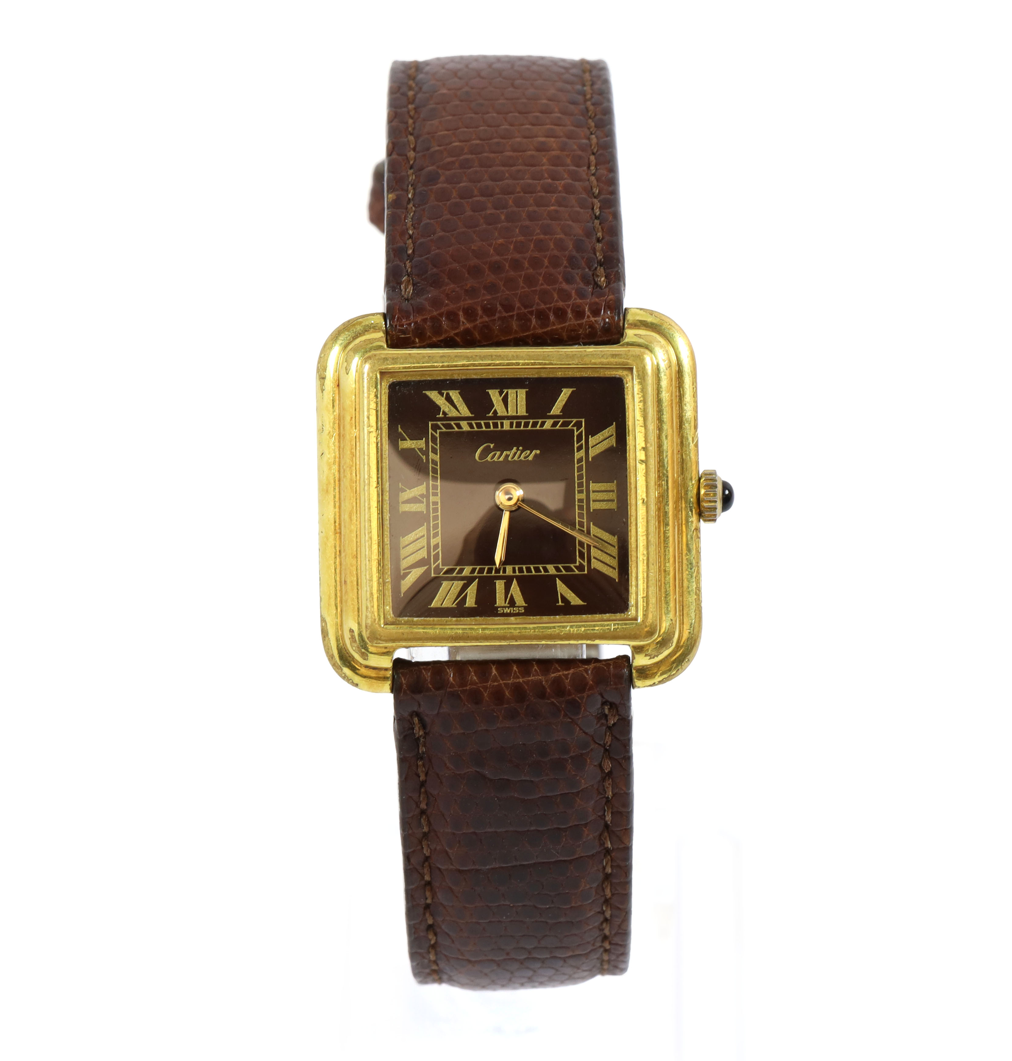 Cartier Stepped Tank Pre-Must 5512117 28MM Brown Roman Dial