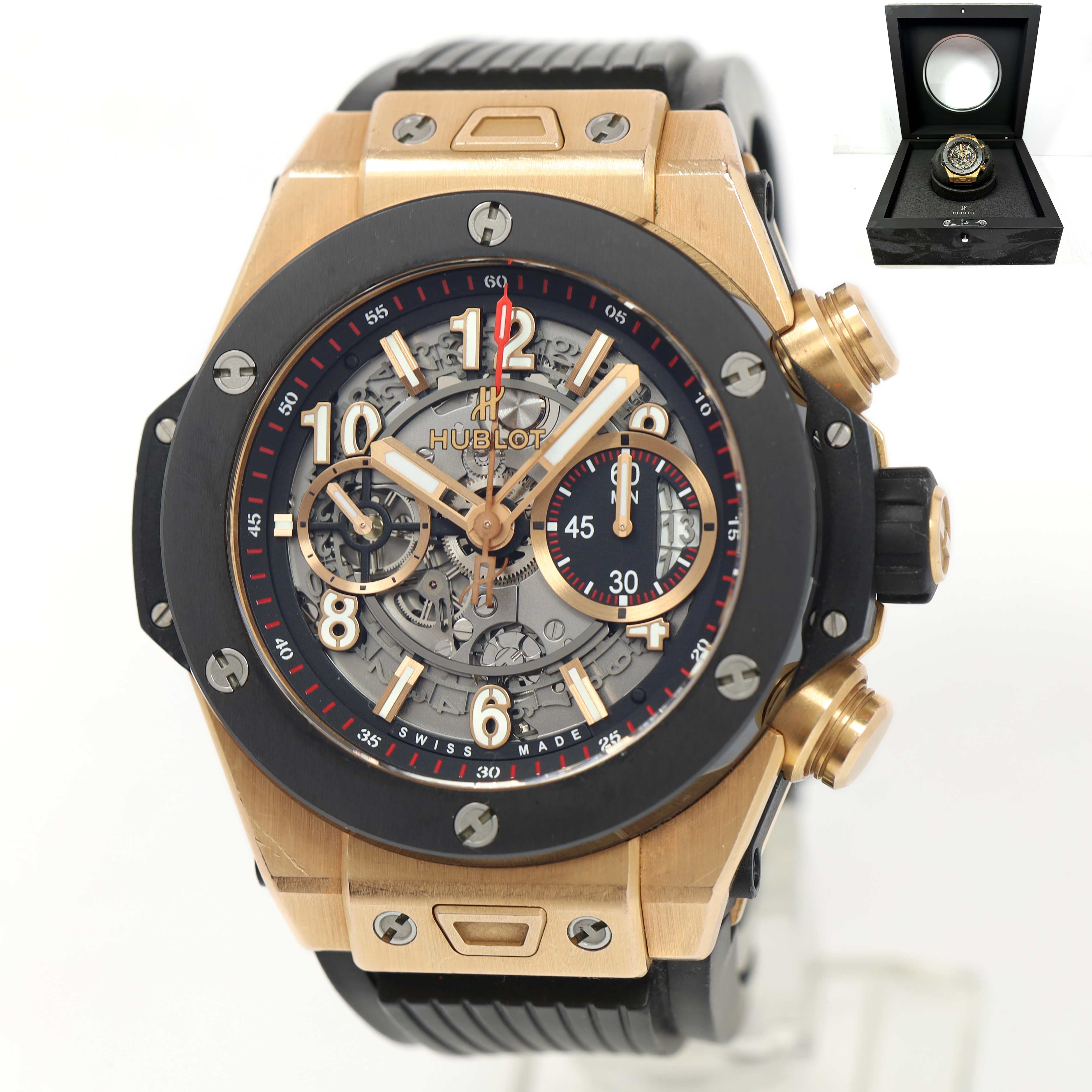 Hublot Big Bang Unico 411.OM.1180.RX 45MM Skeleton 18K Rg Ceramic Box